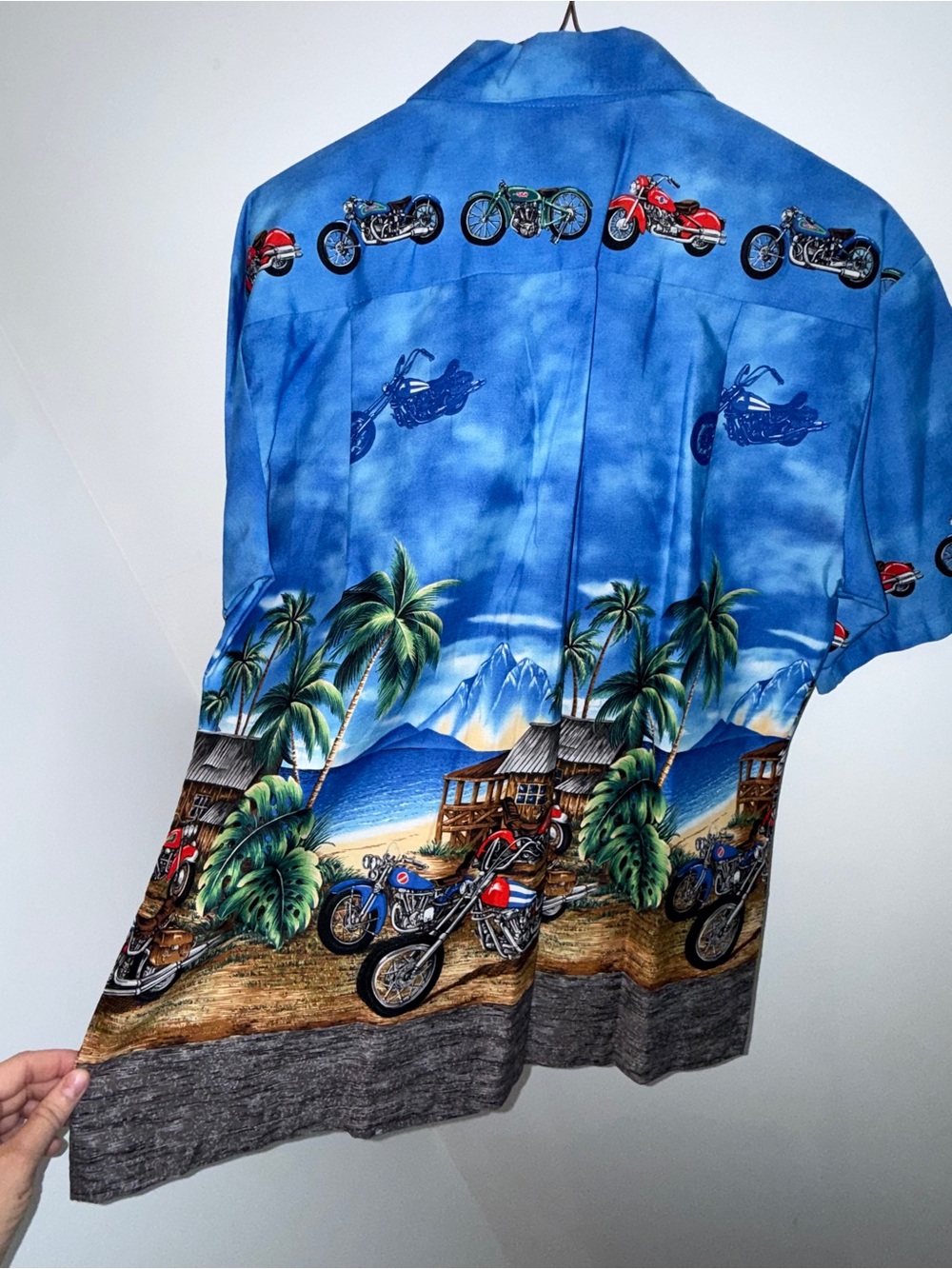 KYS Blue Motorcycle Print Camp Shirt - Picture 7 of 9